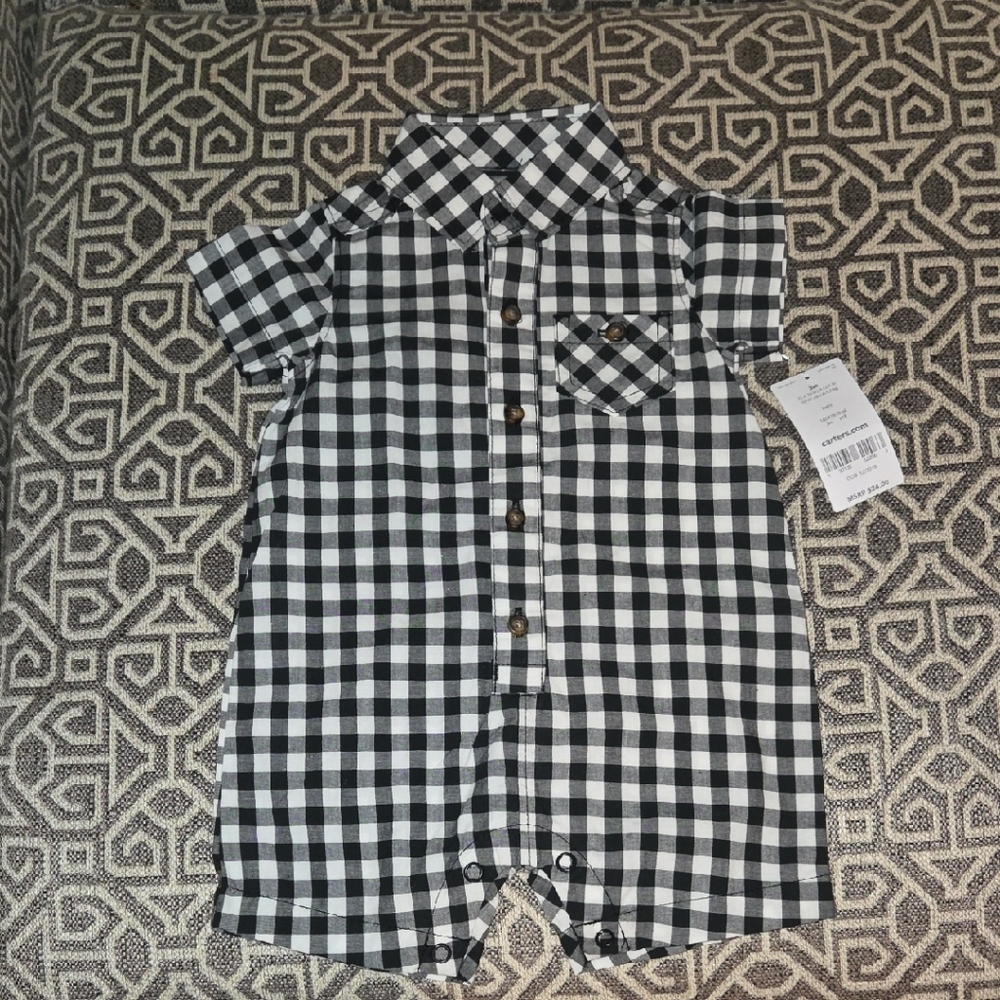Carter's Black and White Gingham Button Down Shirt